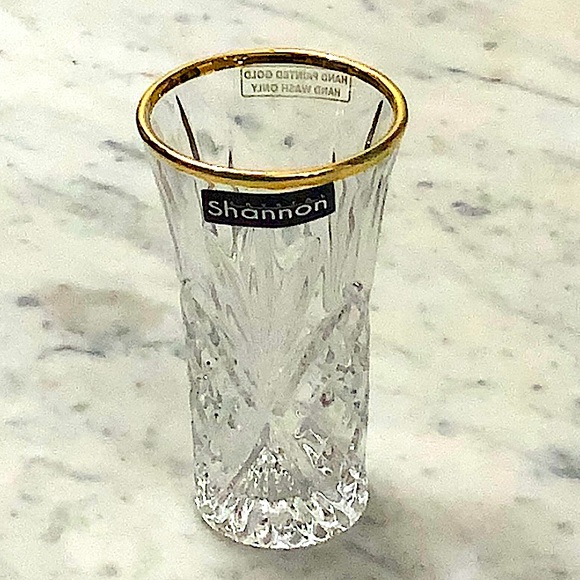 GODINGER DUBLIN CRYSTAL VODKA SHOOTERS GOLD TRIM SET OF 6 - Picture 2 of 8